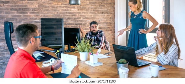 Female Boss Scolding An Employee In The Office