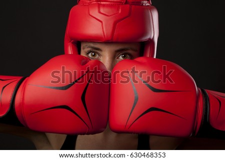 Female boxer, super woman concept