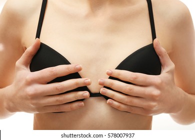 Female breast, closeup. Plastic surgery concept