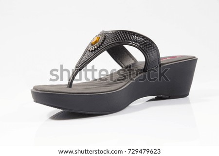 Female Brown Rubber Slipper on White Background, Isolated Product.