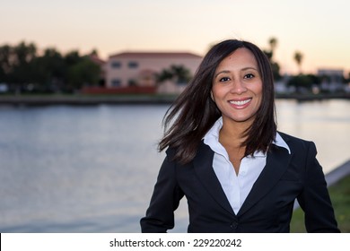 Female Business Woman Head Shot Outdoors