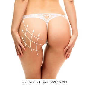 Female Butt, White Background 