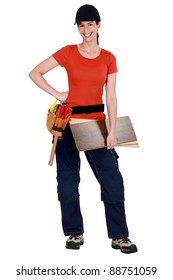 A female carpenter. - Shutterstock ID 88751059
