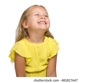 Female Child Laughing Isolated On White