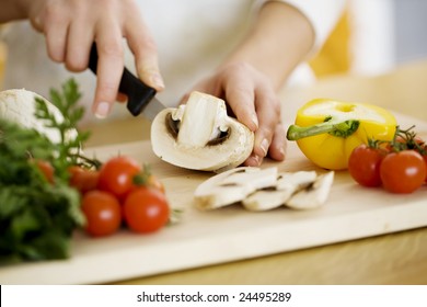 Female Chopping Food Ingredients