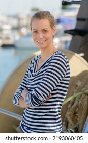 Female Civil Engineer In Front Of Industry Harbor