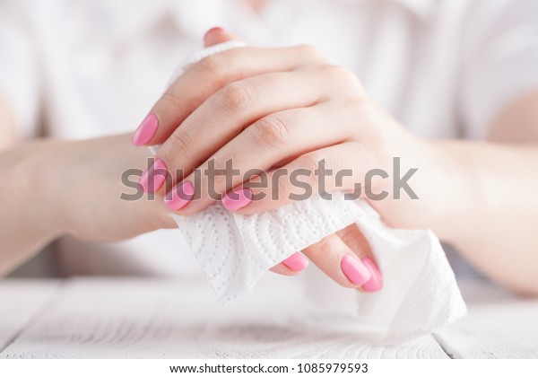 Female Cleaning His Hand Tissue On Stock Photo 1085979593 | Shutterstock