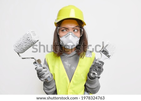 Similar – Foto Bild hard hat area Baustelle