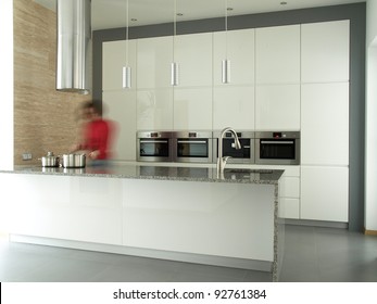 Beautiful 3d Rendering Interior Kitchen Modern Stock Illustration ...