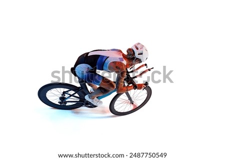 Similar – Man on bicycle preparing for triathlon race