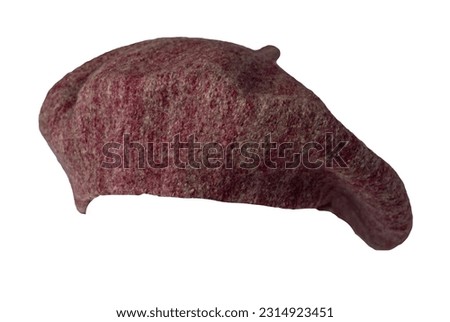 female dark red brown  beret isolated on white background. autumn accessory