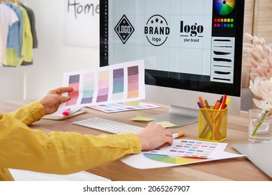 Female designer working in office