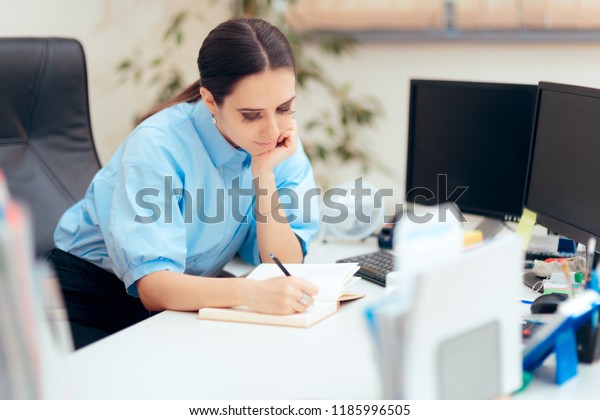 Female Desk Job Office Employee Working Stock Photo Edit Now