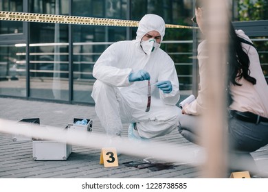 Female Detective Criminologist Explore Murder Weapon Stock Photo ...