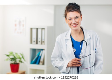 Female Doctor in her Medical Office with Stethoscope