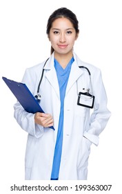 Female Doctor Holding Clipboard