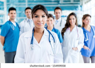 Female Doctor Leading A Medical Team At The Hospital