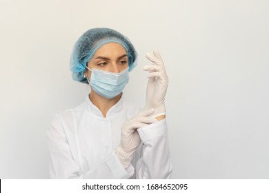 Woman Protective Mask Glasses Putting On Stock Photo 1855249816 ...