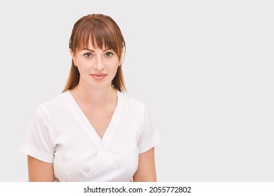 Female Doctor. Studio Medicine Portrait. Clinic Online Help. Health Support. Telemarketing Agent. Telemedicine. Copyspace. Cosmetology Treatment. Face Diagnostic