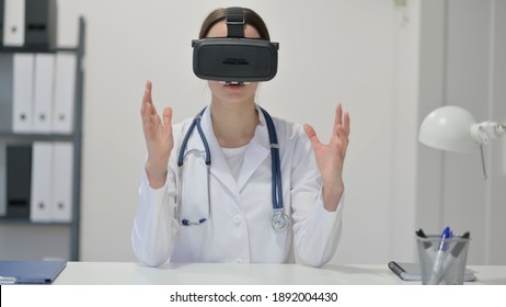 Female Doctor Using VR Headset, Virtual Reality