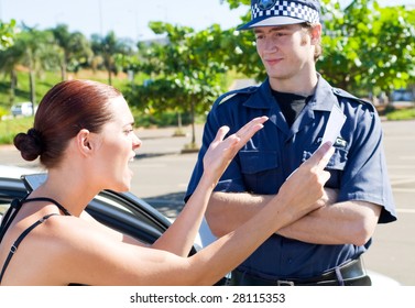 Female Driver Angry At A Traffic Police Over A Ticket