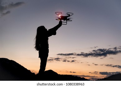 Female Drone Pilot, Use, Control And Routing