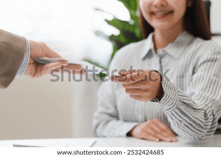 Similar – Image, Stock Photo Young woman holding paper flowers over her eyes
