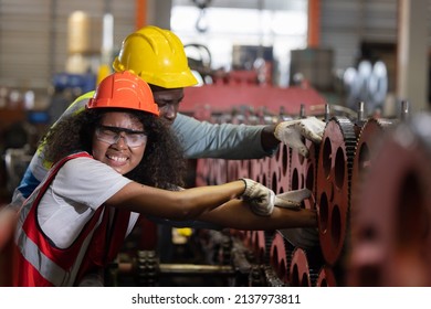 Female Engineer Worker Hand Got Trapped In The Industrial Machine And Got Crush Injury