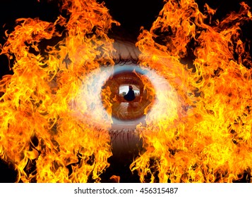 female eye on fire - Shutterstock ID 456315487