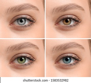 Female Eyes With Different Contact Lenses