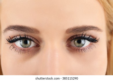 Female Eyes With Light Make-up, Closeup