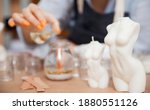 Female figure bust soy wax candle DIY production of aromatic decorative elements.