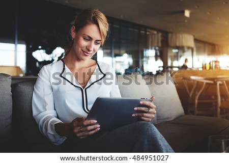 Similar – Image, Stock Photo woman Woman instant Wait
