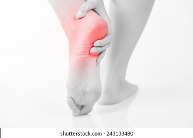 Female Foot Heel Pain, Woman's Problem Concept