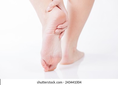 Female Foot Heel Pain, Woman's Problem Concept