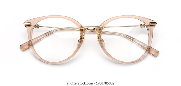 Female Glasses Top View Isolated On White Background