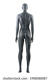 Female gray athletic mannequin doll or store display dummy isolated. Woman gray clothing doll, muscular athletic build, great impressive physique. Front, side or back view, closeup on body parts.