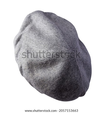 female gray beret isolated on white background. autumn accessory