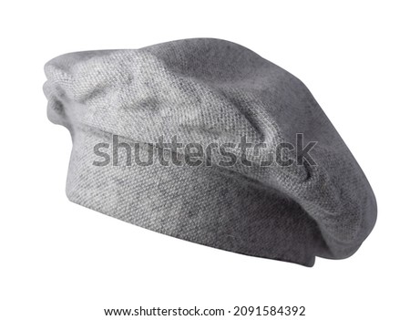female gray beret isolated on white background. autumn accessory