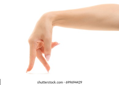 Female hand fingers walking on a white background isolation