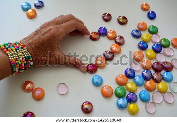 Female Hand Heart Colored Decorative Stones Stock Photo Edit Now