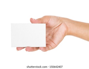 Female Hand Holding A Business Card