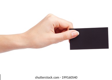 Female Hand Holding A Business Card