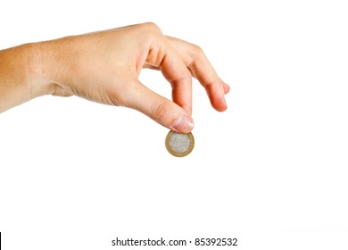 Female Hand Holding An Euro Coin