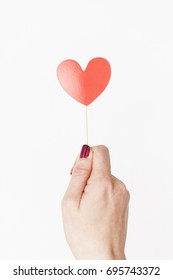 Female Hand Holding Heart Photo Booth Prop