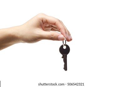 Female Hand Holding A Key Isolated