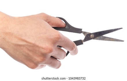 Female Hand Holding Scissors Isolated On Stock Photo 1043983732 ...