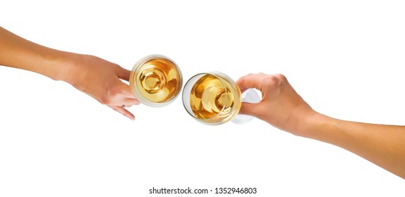 Female Hand Holding Wine Glass Isolated Top View