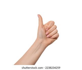 Female hand like, thumbs up, isolate