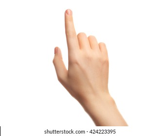 Female hand on white background - Shutterstock ID 424223395